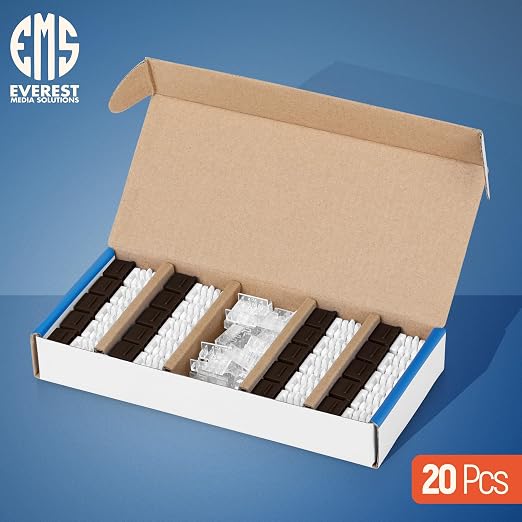 Everest 90° Angled RJ45 Cat6 Keystone Jacks 20-Pack in Brown - Image 2