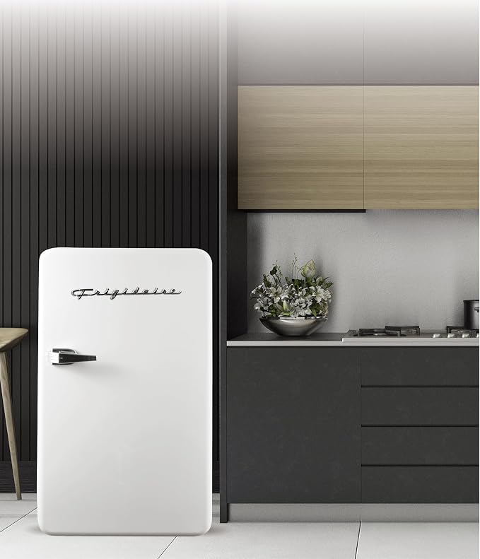 Frigidaire Retro Compact Refrigerator with Chiller, 3.2 cu ft Countertop Fridge, Built-In Bottle Opener, Rounded Corners, Premium, for Office, Bedroom, Dorm Room, Cabin, 18.5D x 20W x 31.5H (White) - Image 2
