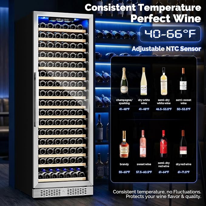 ROVSUN 24'' Wine Cooler Refrigerator, 171 Bottles Wine Fridge with Professional Temperature Control System, Large Capacity Built-in Wine Cellar with Touch Panel Control for Wine Enthusiast, Restaurant - Image 2