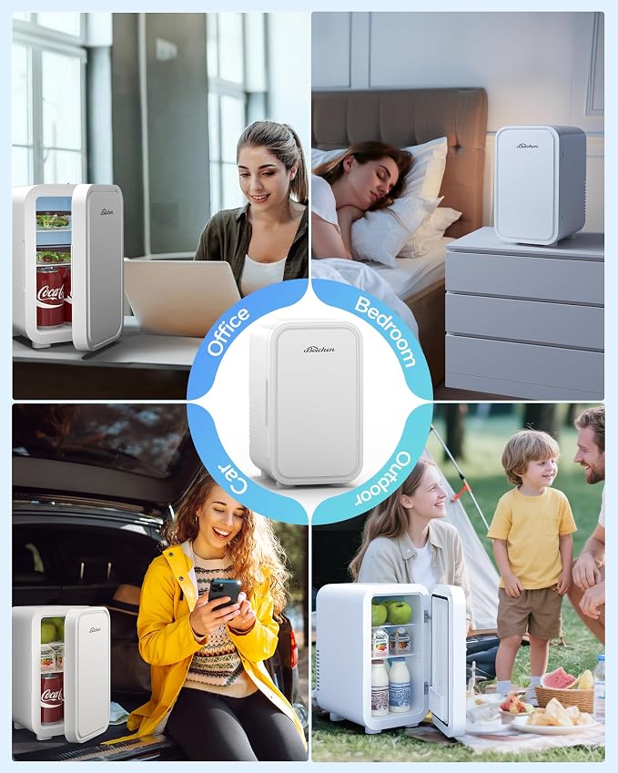 BEICHEN Mini Fridge,6 Liter / 8 Can Small Fridge for Bedroom, Car, Office | AC100-120 V/DC 12 V Portable Thermoelectric Cooler & Warmer for Skincare, Food, Drinks,White - Image 8