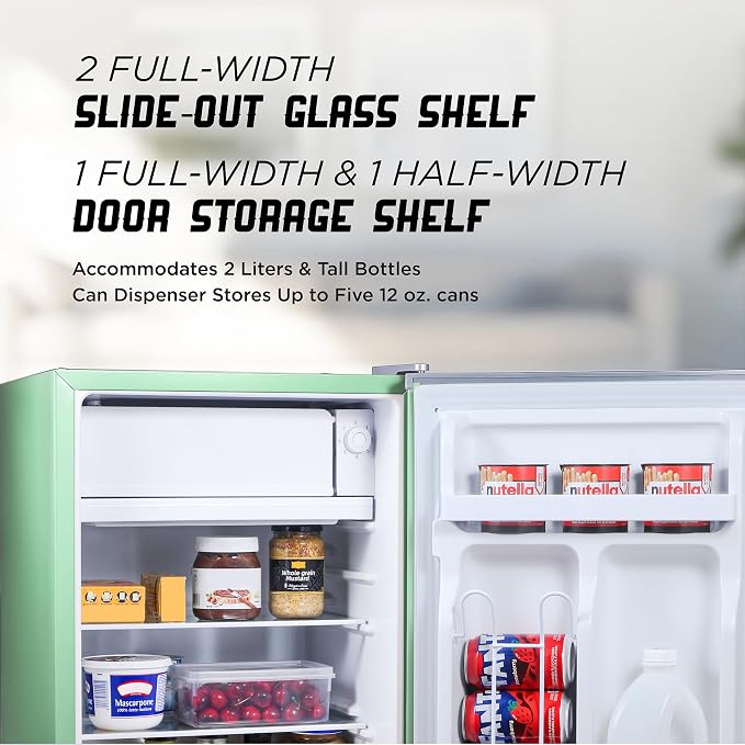 ICEBOX 2.5 Cu. Ft. Compact Refrigerator, ENERGY STAR Certified Small Refrigerator, Single Door Mini Fridge with Chiller Compartment, R600a Refrigerant, IBCR25MNT, Mint Green - Image 3