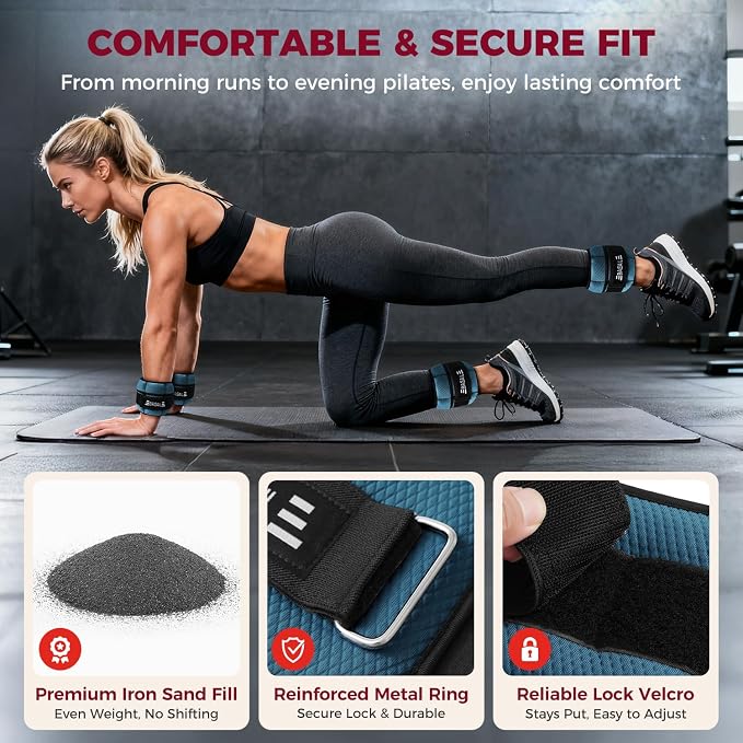 BAGAIL Ankle Wrist Weights for Women & Men, One Pair of 1/2/4/6/8/10 LBS - Image 2