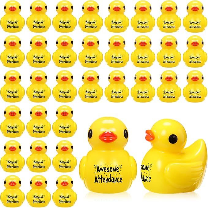 Skylety 50 Pcs Awesome Attendance Resin Duck, Perfect Attendance Awards by Skylety