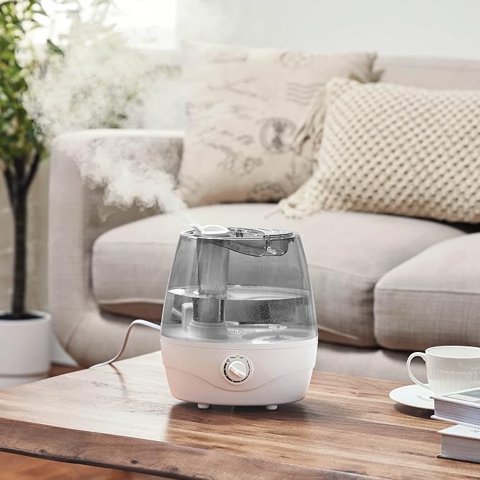 Cool Mist Humidifier - 2.2L Water Tank, for Bedroom, Baby, Quiet Ultrasonic Air Vaporizer, Adjustable Mist Level, 360 Nozzle Rotation, Auto-Shut Off, Large Area Humidifiers Easy Fill and Clean (Grey) - Image 2