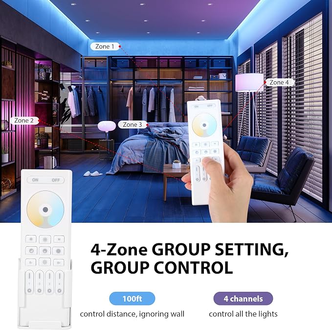 4-Zone 2.4G Wireless RF Remote Control, 99ft 360 Control, 4 Channel Group - Image 3
