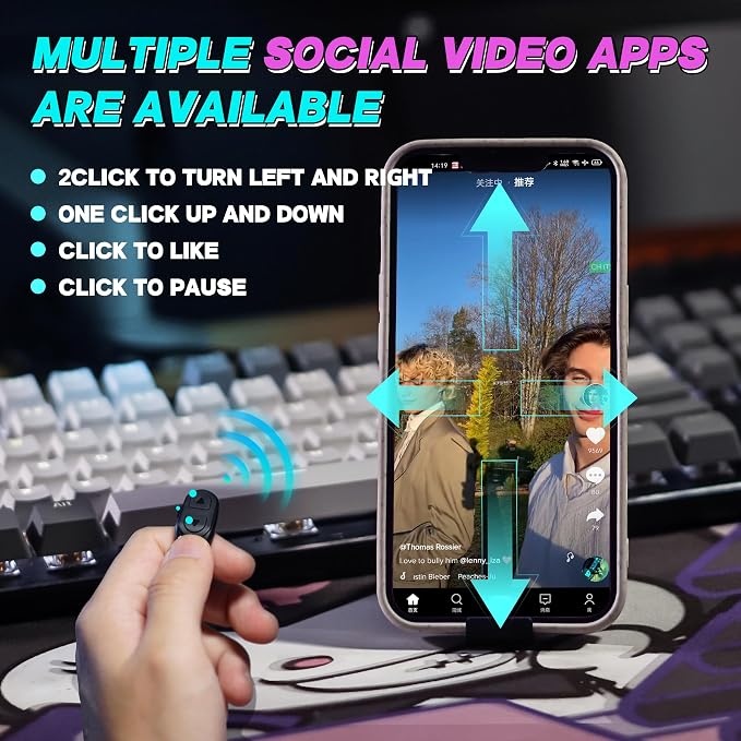 TikTok Scrolling Ring Remote, Hands‑Free Scroll/Like/Next/Volume Control - Image 2