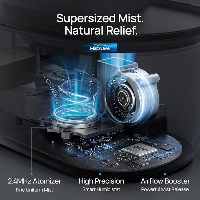 Dreo Smart Humidifiers for Bedroom, Top Fill 4L Supersized Humidifier Large Room with 28 dB, 36H Runtime, Touch/APP/Voice Control, Nightlight, Cool Mist Humidifiers for Baby, Plants, Indoor, Black - Image 11
