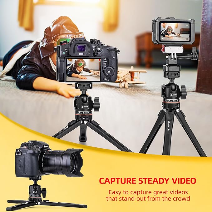 Zeadio Heavy Duty Metal Tripod Kit, Universal 1/4" Screw Adapter Tripod Mount - Image 4