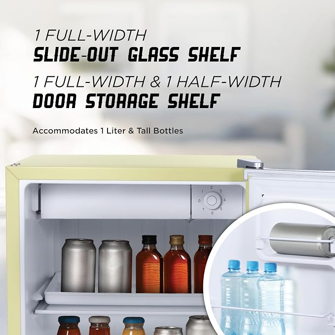 ICEBOX 1.7 Cu. Ft. Compact Refrigerator, ENERGY STAR Certified Small Refrigerator, Single Door Mini Fridge with Chiller Compartment, R600a Refrigerant, IBCR17SUN, Sun Yellow - Image 3