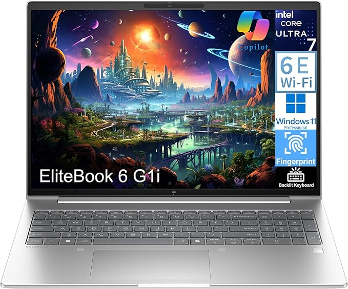 HP EliteBook 6 G1i Laptop Computer, Ultra 7 255U, 16GB DDR5, 512GB SSD | Idea for Business Daily Work, Lifetime Office 365, Backlit Keyboard, Thunderbolt 4, Windows 11 Pro, Pale Silver by Unknown