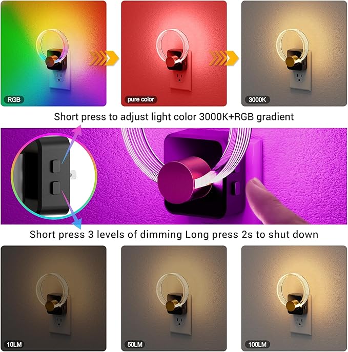 JandCase Night Light, 2 Pack Color Changing Night Lights Plug into Wall - Image 4