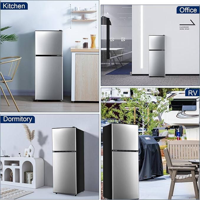 Small Refrigerator with Freezer 4.8 Cu. Ft. Mini Fridge with Freezer Silver | Compact Fridge for Apartment with Adjustable Thermostat & Removable Shelves, Mini Refrigerator for College, Dorm, Office - Image 7