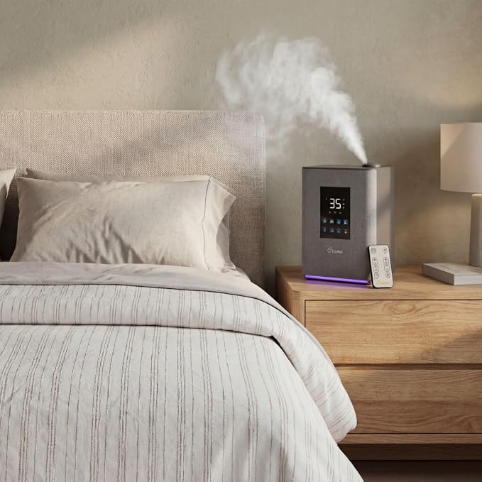 Crane 4.5L Warm and Cool Mist Humidifier, Top Fill Ultrasonic Humidifier for Large Room, Bedroom, Baby Nursery, Easy Clean, Humidifier with Essential Oil Tray, Humidifier with Humidistat & Remote - Image 6