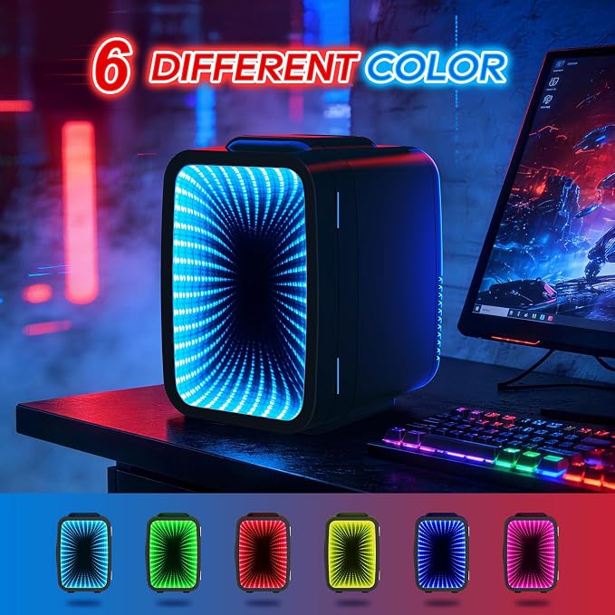 BEICHEN Mini Fridge, 4L/6 Can Small fridge with Dimmable Gaming Light | Cooler and Warmer，Portable Personal Fridge,LED lights Perfect for Gaming Experience,12v AC/DC for home and car,ultra-quiet - Image 2