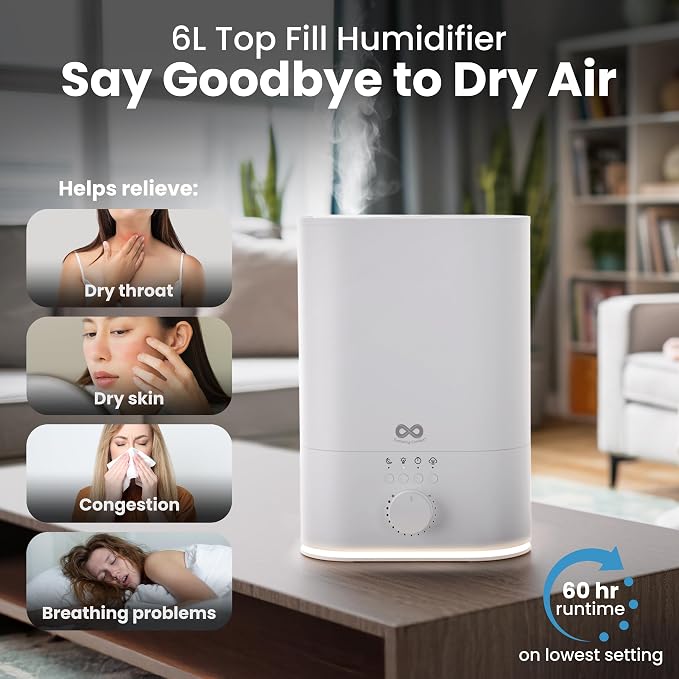 Everlasting Comfort 6L Humidifiers for Bedroom, Quiet 50HR Runtime No-Filter Supersized Cool Mist Humidifier Large Room for Whole House, Plants, Baby Nursery, Allergies, Dry Skin, Congestion, Indoor - Image 3