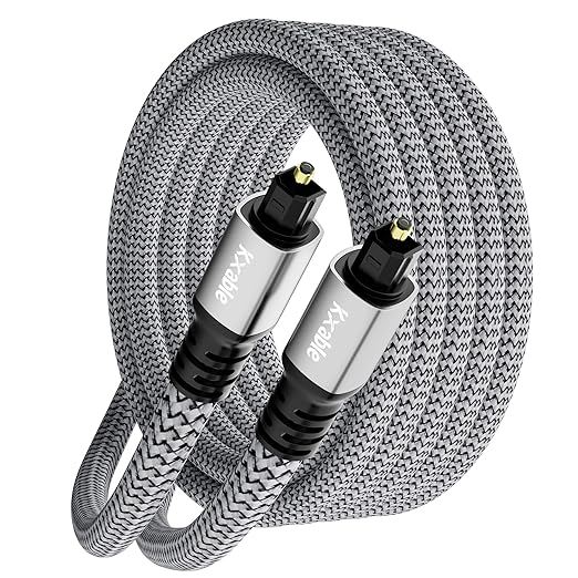 Kxable Optical Audio Cable 15 FT, Digital Audio Cable, Toslink Fiber Optic Cord by Kxable