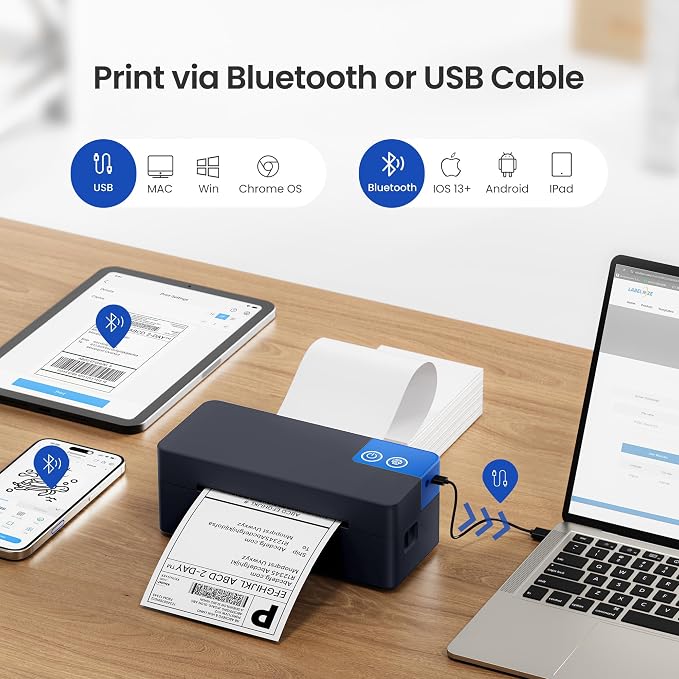Bluetooth Thermal Shipping Label Printer, 4x6 Portable Thermal Label Printer - Image 2