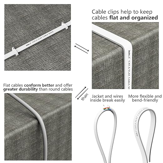 Jadaol Cat 6 Ethernet Cable 15 ft, 10Gbps Support Cat8 Cat7 Network, Flat RJ45 - Image 5