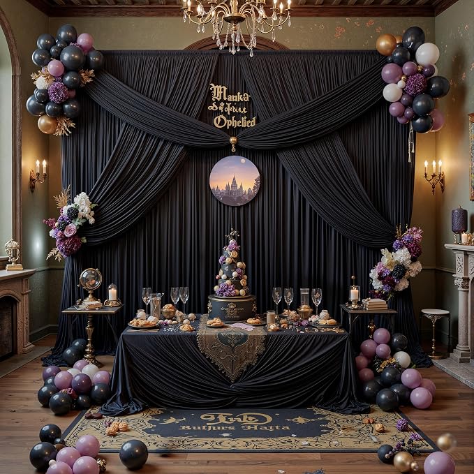 12ft x 10ft Black Backdrop Curtains - Image 2