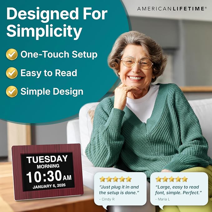 American Lifetime 【New 2023】 Dementia Clock Large Digital Clock - Image 4