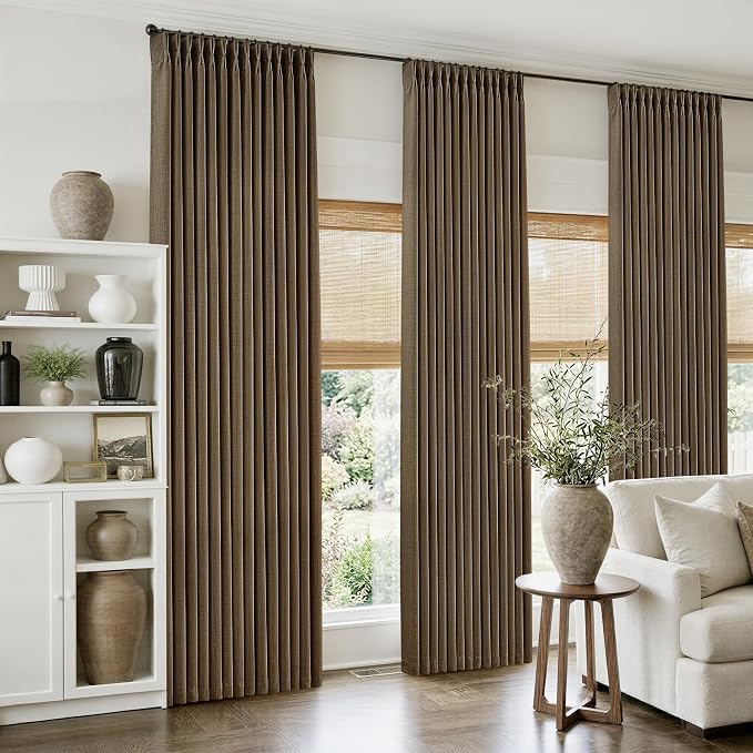 Chocolate Brown Pinch Pleated Linen Curtains 84 Inches Long - Image 8