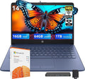 HP Stream 14" HD Student & Business Laptop, Intel Celeron N4120, 16GB RAM, 1.06TB Storage (64GB eMMC + 1TB Docking Station), Intel UHD Graphics, 1 Year Office 365, Wi-Fi 5, Win 11, Royal Blue by Unknown