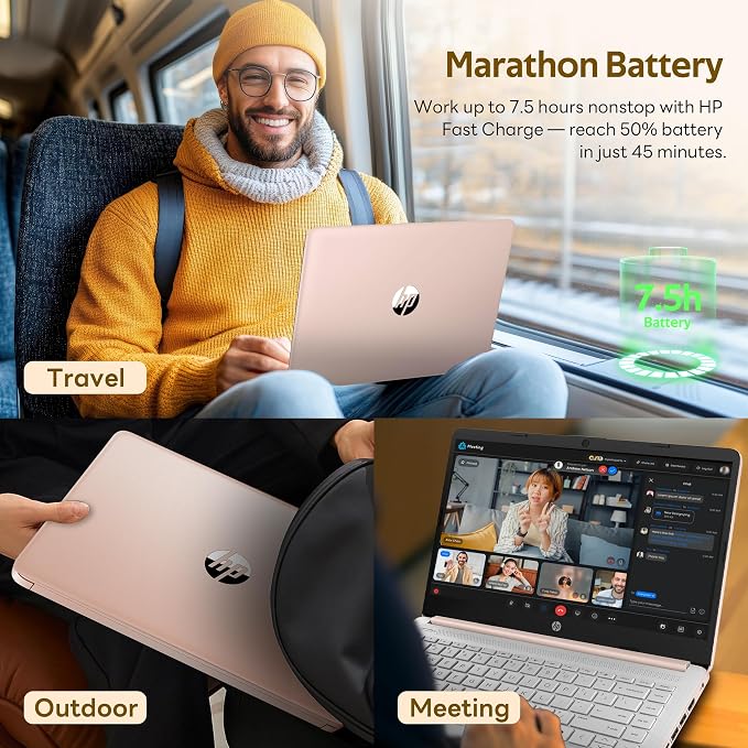 HP Stream 14" HD Laptop with AI Copilot for Student & Business, Intel Processor N150, 4GB RAM, 1.12TB Storage (128GB UFS + 1TB Docking Station), 1 Year Office 365, Wi-Fi 6, Win 11, Pale Rose Gold - Image 8