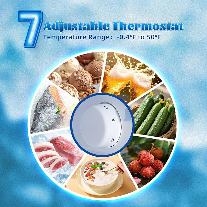 Mini Fridge with Freezer Large Capacity 110L Small Refrigerator with 7 Adjustable Temperature 2 Door Small Fridge for Office, Dorm, Bedroom Silver - Image 5
