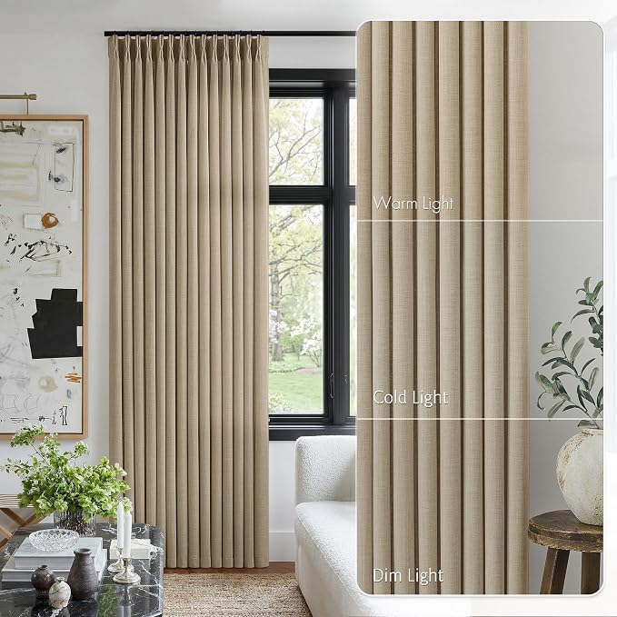 Burlywood Birch Linen Pinch Pleated 92 Inch Curtains - Image 9