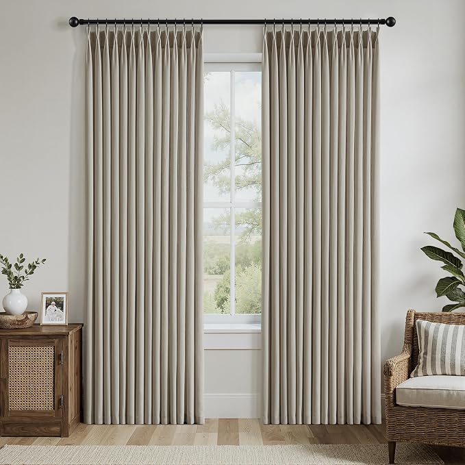 Memory Trained Pinch Pleated Curtains 108 Inches Long, Viral Linen Pinch Pleat - Image 2