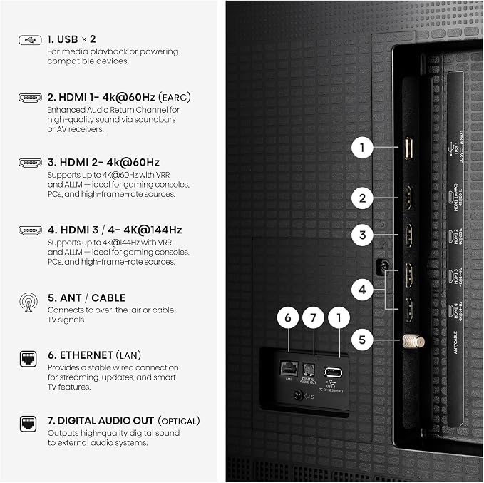 Hisense 85" E7 Cinema Series Hi-QLED Mini-LED 4K UHD Smart Fire TV (85E7SF, 2026 NEW) - Native 144Hz, AI Picture, Dolby Vision IQ · Atmos, FALD, HDR10+ Adaptive, MEMC, Alexa+ - Image 16