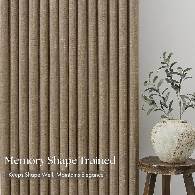 Light Brown Pinch Pleated Linen Curtains 84 Inches Long - Image 4