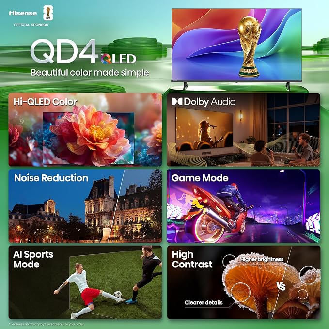 Hisense 32-Inch Class QD4SR Series Hi-QLED HD Smart Roku TV (32QD4HSR, 2026 Model) – Hi-QLED Color, Dolby Audio, Compatible with Alexa, Full Array LED, Slim Bezel Design - Image 4