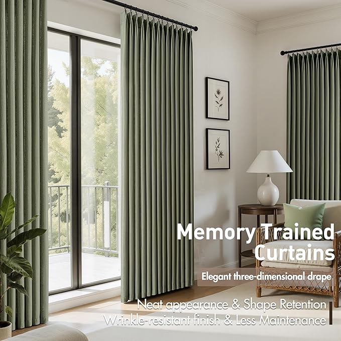 Memory Trained Pinch Pleated Curtains 108 Inches Long, Linen Pinch Pleat Sheer - Image 3