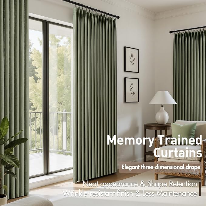 Memory Trained Pinch Pleated Curtains 92 Inches Long, Linen Pinch Pleat Sheer - Image 3