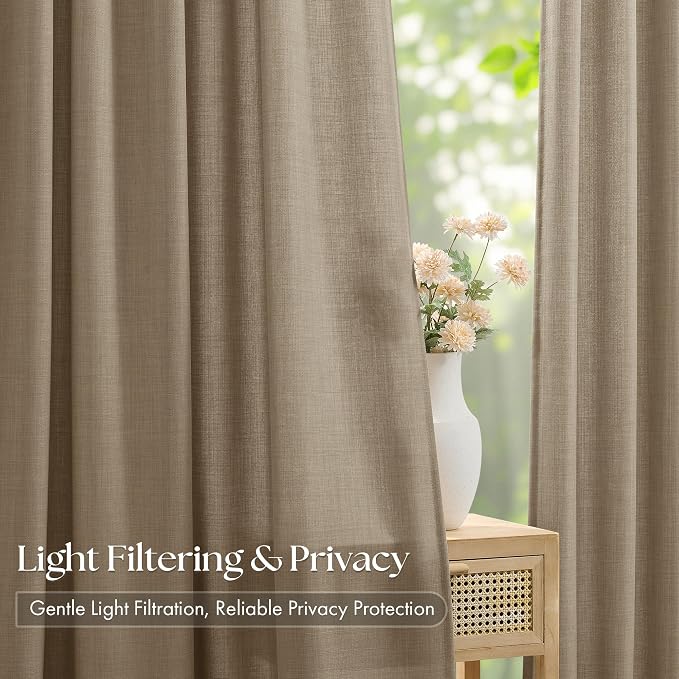 Pinch Pleated Dark Flax Curtains 90 Inches Long - Image 3
