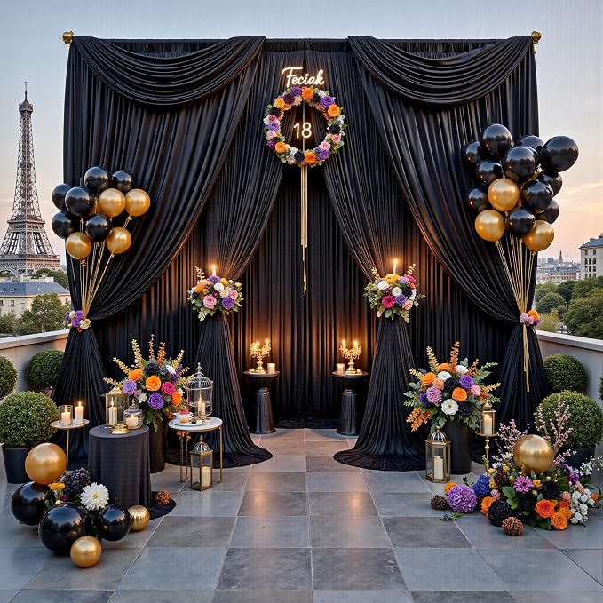12ft x 10ft Black Backdrop Curtains - Image 6