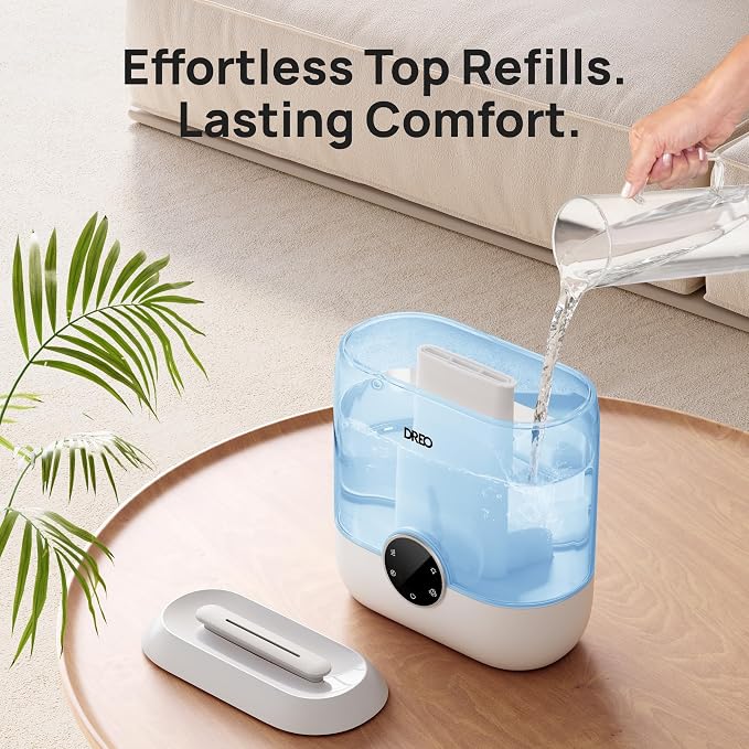 DREO Smart Humidifiers for Bedroom, 6L Top Fill Supersized Cool Mist Humidifier for Large Room, 60 Hour Runtime, Quiet Ultrasonic Humidifiers for Plants, Baby, Indoor, Home, Night Light, Blue - Image 4