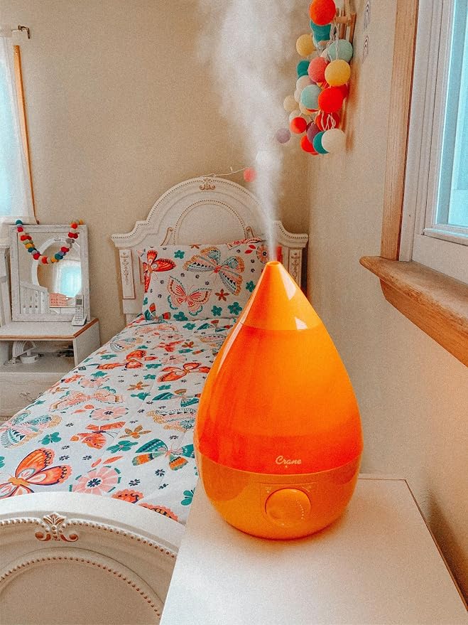 Crane Ultrasonic Cool Mist Humidifier for Bedroom, Baby Nursery, Kids Room, Plants, or Office, Large 1 Gallon Tank, Filter Optional, Orange - Image 7