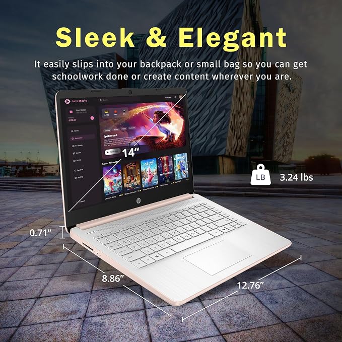 HP Stream 14" HD Laptop, Intel Processor N150, 4GB RAM, 128GB UFS, Intel Graphics, Webcam, Wi-Fi 6, Long Battery Life, Copilot, Windows 11 S, Gold (Renewed) - Image 7