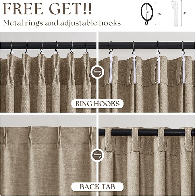 Semi Sheer Burlywood Birch 102 Inch Long Curtains - Image 5