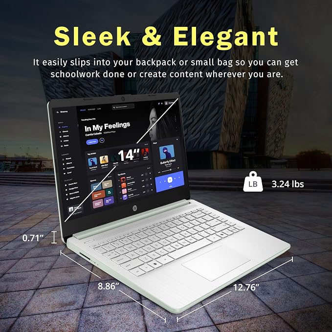 HP Stream 14" HD Laptop, Intel Processor N150, 16GB RAM, 128GB UFS, Intel Graphics, Copilot, Fast Charge, Wi-Fi 6, Win 11 S, Green (Renewed) - Image 7