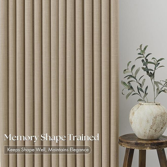 Burlywood Birch Linen Semi Sheer 108 Inch Curtains - Image 4