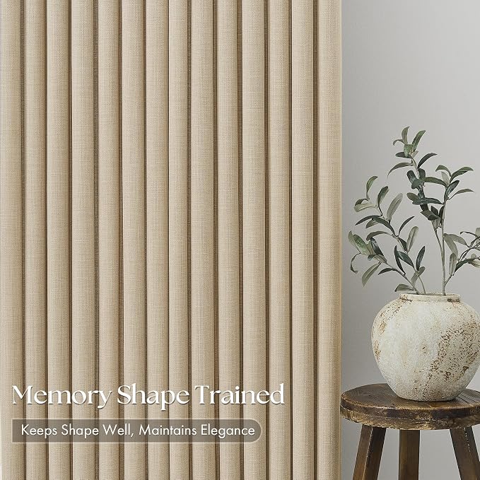 Extra Long 112 Inch Pinch Pleated Living Room Curtains 4 Panels Set, Oatmeal - Image 5