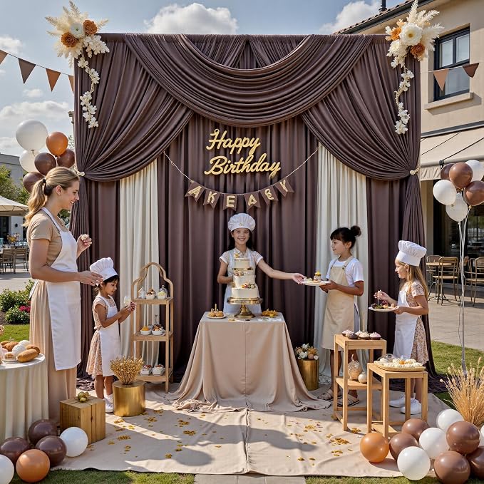 12ft x 10ft Brown Backdrop Curtains - Image 2
