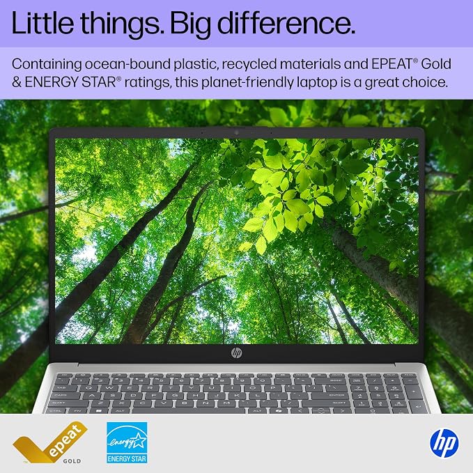 HP 15.6 inch Laptop, HD Touchscreen Display, AMD Ryzen 5 7520U, 8 GB RAM, 512 GB SSD, AMD Radeon Graphics, Windows 11 Home, Natural Silver, 15-fc0499nr - Image 6