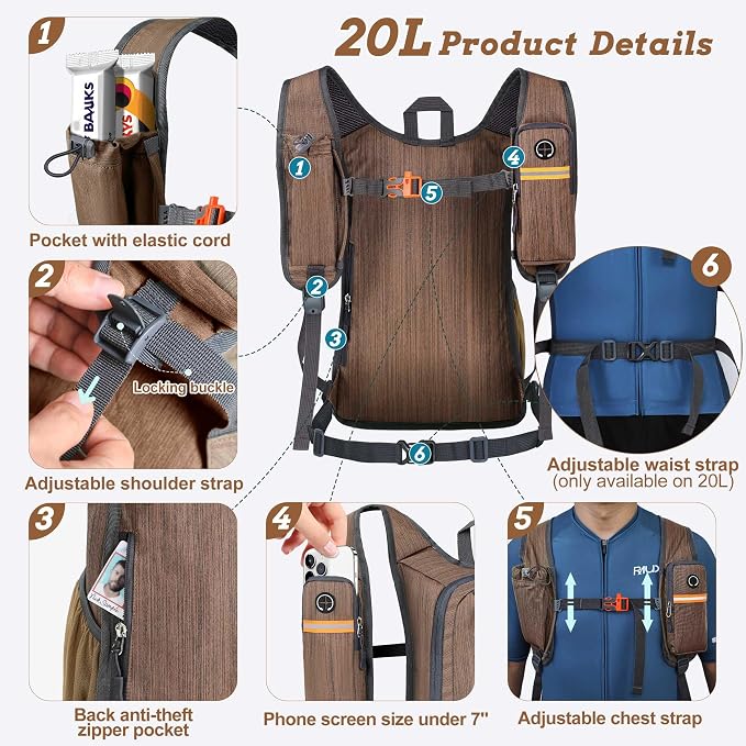 BECOJADDE 20L Small Hiking Backpack - Image 2