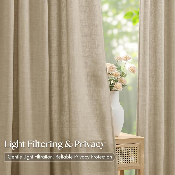 Pinch Pleated Beige Curtains 90 Inches Long - Image 3
