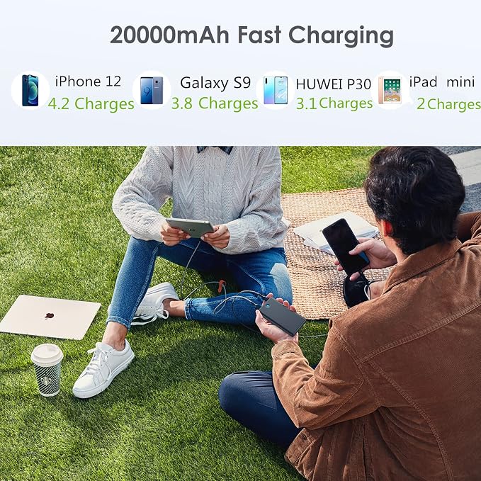 [2-Pack] Portable Charger Power Bank 20000mAh,Ultra Slim Fast Charging Battery Pack with Dual USB Outputs,Travel Essential Portable Phone Charger for iPhone 17/16/15/14/13/12/X,Galaxy S24-Red+Blue - Image 5
