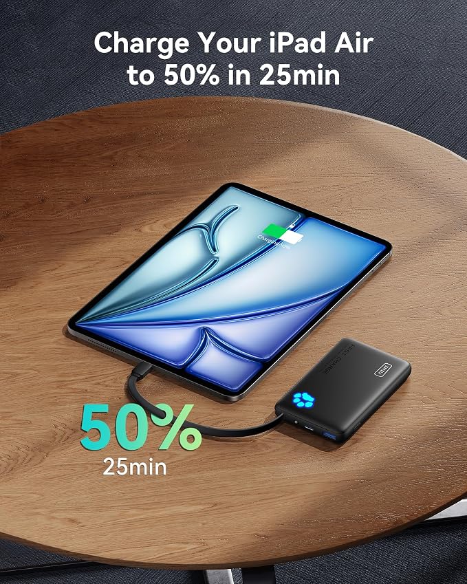 INIU PawGo Portable Charger, 45W PD 10000mAh Slim Power Bank with Built-in USB-C, Travel Airplane Camping Hiking, for Family Commuter Students Photographers - Image 5